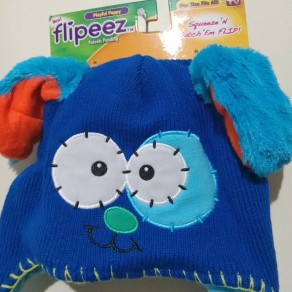 Flipeez Blue Dog Hat with Orange Ears moving Ears - Picture 2 of 3